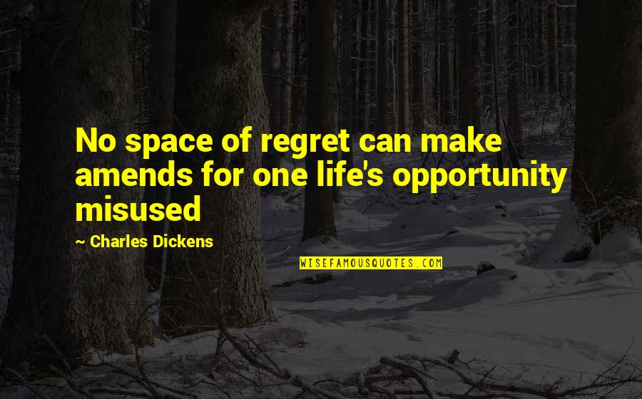 Life Of Regret Quotes By Charles Dickens: No space of regret can make amends for Life Of Regret Quotes By Charles Dickens: No space of regret can make amends for