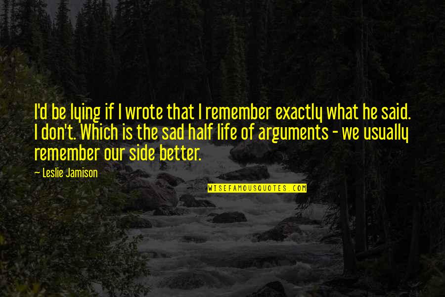 Life Of Sad Quotes By Leslie Jamison: I'd be lying if I wrote that I