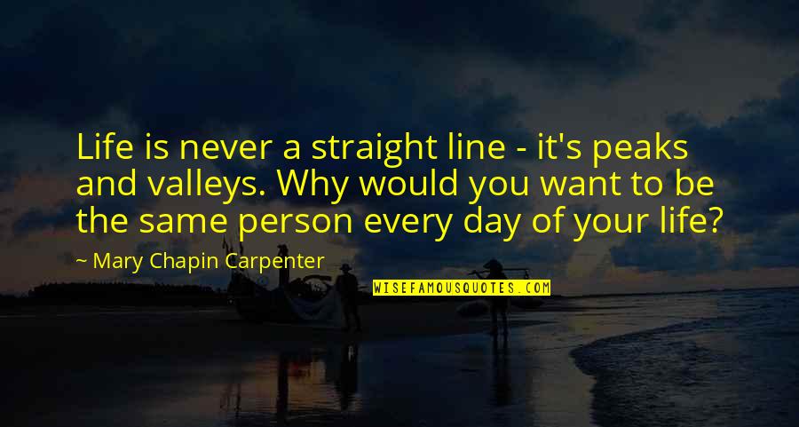 Life Of The Day Quotes By Mary Chapin Carpenter: Life is never a straight line - it's Life Of The Day Quotes By Mary Chapin Carpenter: Life is never a straight line - it's
