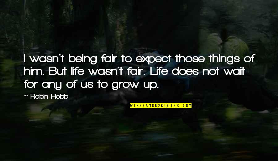 Life Of Things Quotes By Robin Hobb: I wasn't being fair to expect those things Life Of Things Quotes By Robin Hobb: I wasn't being fair to expect those things
