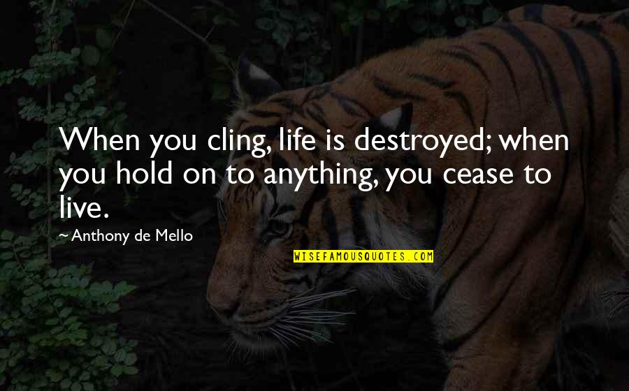 Life On Hold Quotes By Anthony De Mello: When you cling, life is destroyed; when you