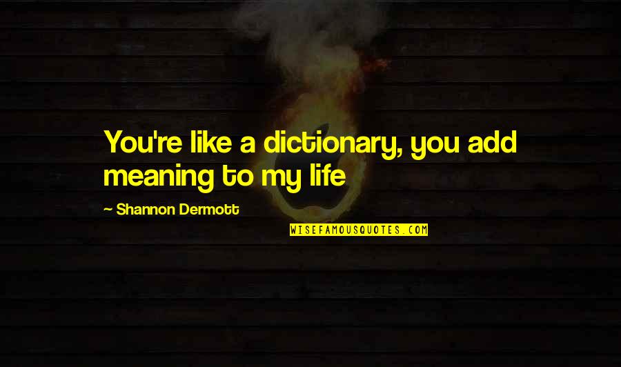 Life On Top Quotes By Shannon Dermott: You're like a dictionary, you add meaning to