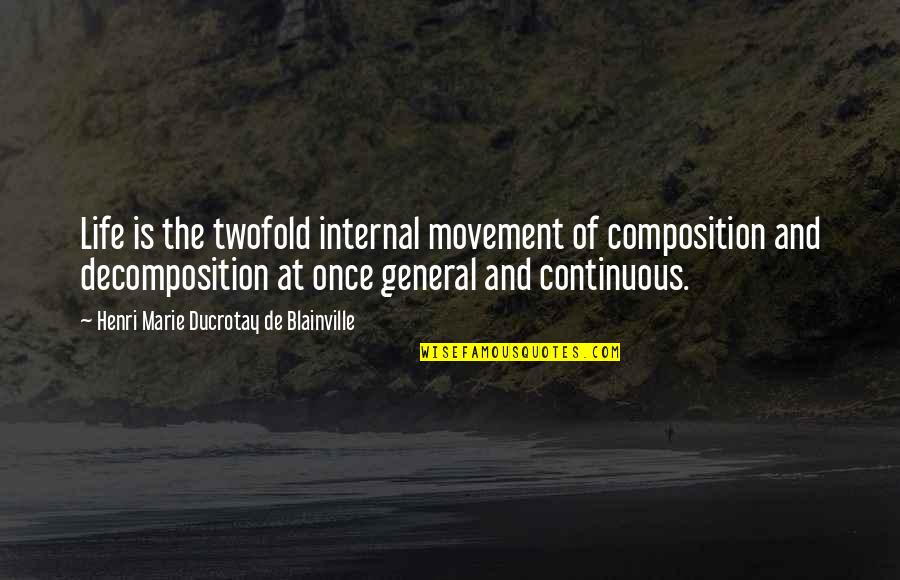 Life Once Quotes By Henri Marie Ducrotay De Blainville: Life is the twofold internal movement of composition Life Once Quotes By Henri Marie Ducrotay De Blainville: Life is the twofold internal movement of composition