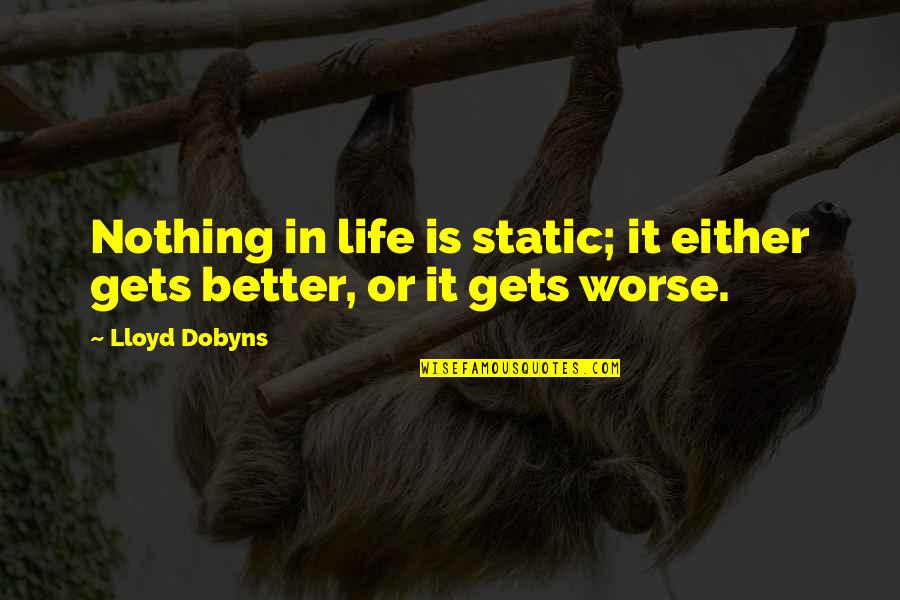 Life Only Gets Better Quotes By Lloyd Dobyns: Nothing in life is static; it either gets