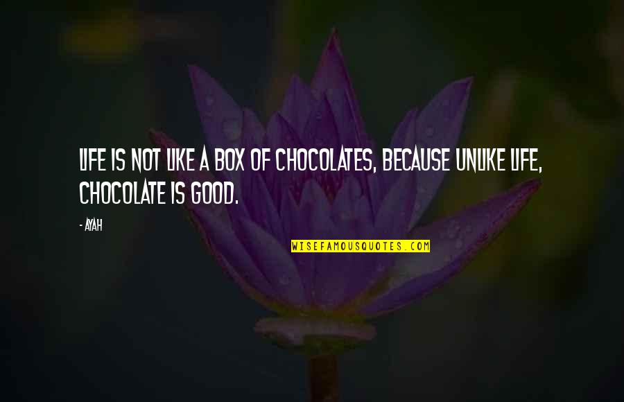 Life Out Of The Box Quotes By Ayah: Life is not like a box of chocolates,