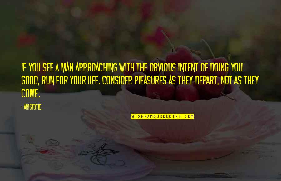 Life Pleasures Quotes By Aristotle.: If you see a man approaching with the