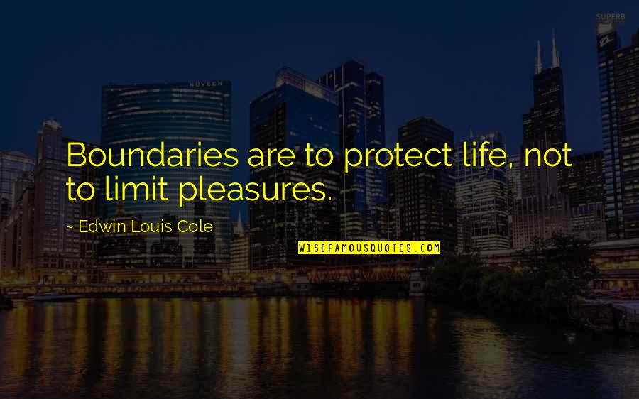 Life Pleasures Quotes By Edwin Louis Cole: Boundaries are to protect life, not to limit