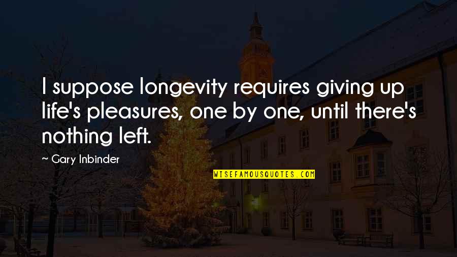Life Pleasures Quotes By Gary Inbinder: I suppose longevity requires giving up life's pleasures,
