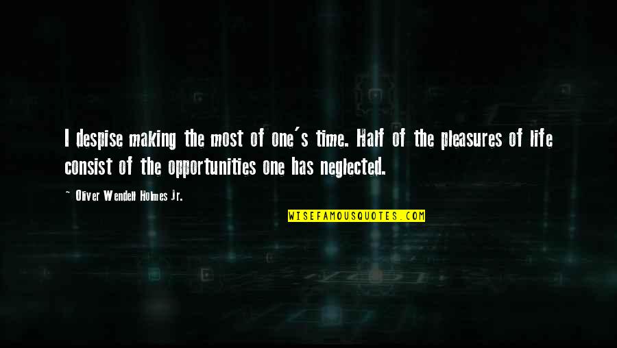 Life Pleasures Quotes By Oliver Wendell Holmes Jr.: I despise making the most of one's time.