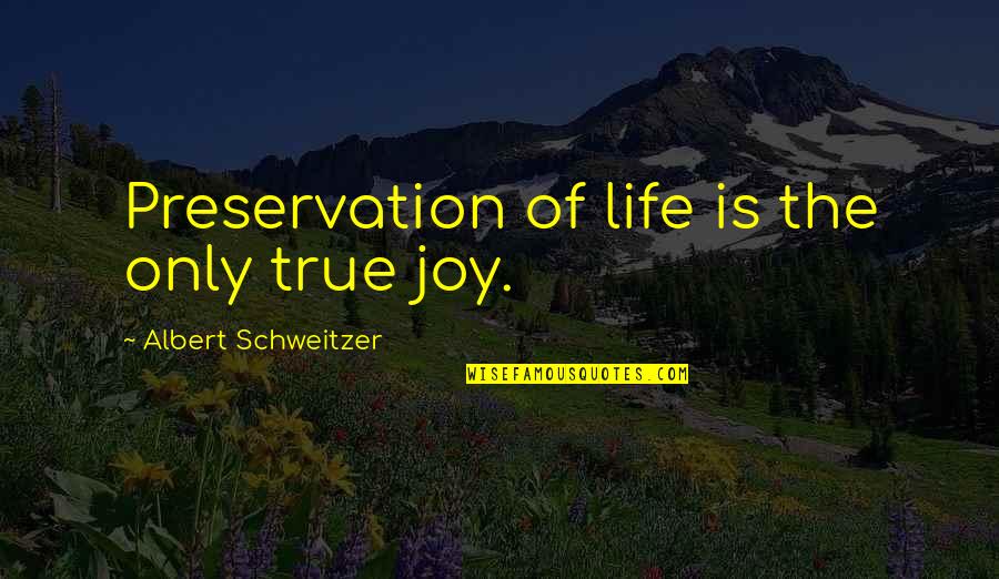 Life Preservation Quotes By Albert Schweitzer: Preservation of life is the only true joy.
