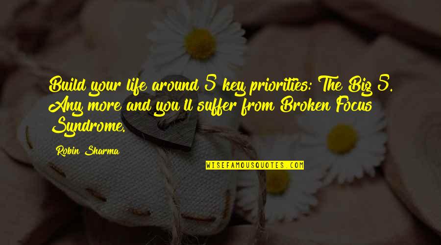 Life Priorities Quotes By Robin Sharma: Build your life around 5 key priorities: The