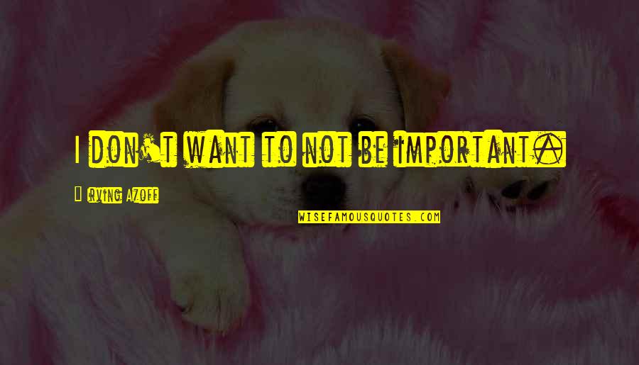 Life Processes Quotes By Irving Azoff: I don't want to not be important.