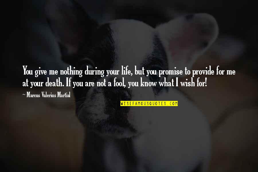 Life Promise Quotes By Marcus Valerius Martial: You give me nothing during your life, but