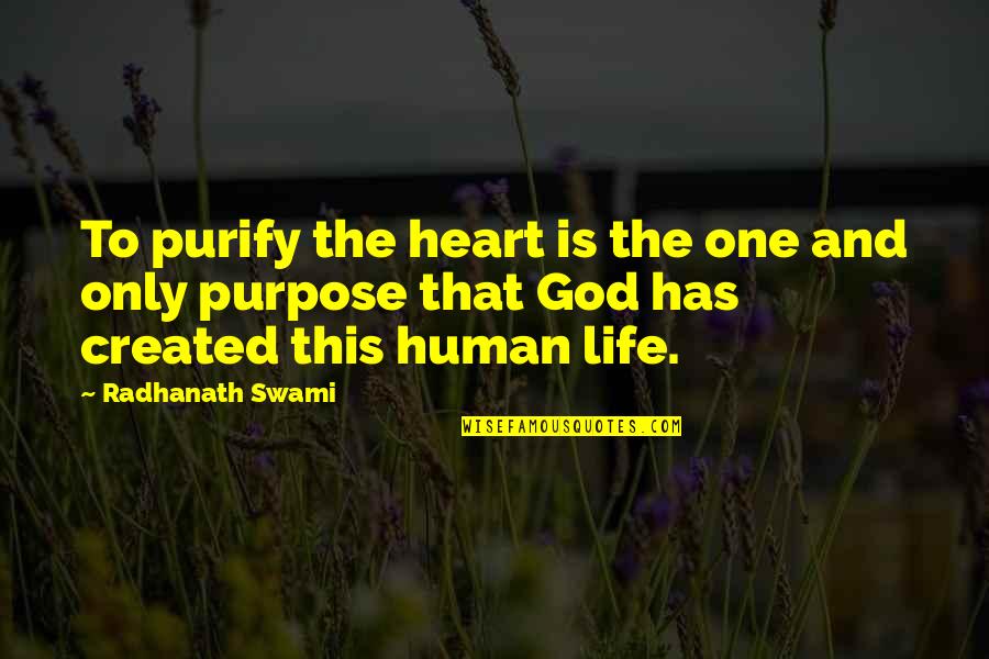 Life Purpose God Quotes By Radhanath Swami: To purify the heart is the one and