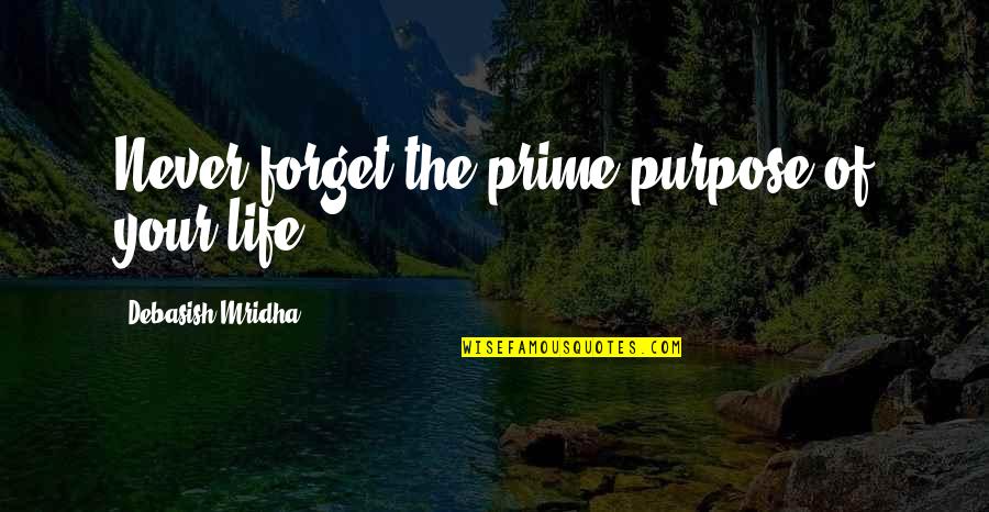 Life Purpose Quotes Quotes By Debasish Mridha: Never forget the prime purpose of your life.