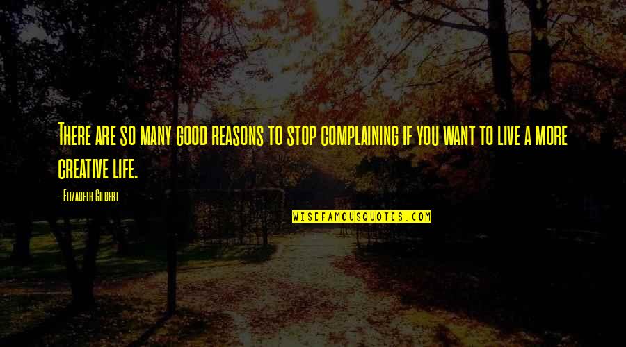 Life Reasons Quotes By Elizabeth Gilbert: There are so many good reasons to stop