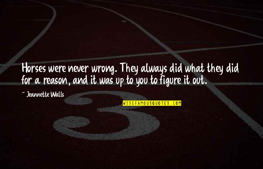 Life Reasons Quotes By Jeannette Walls: Horses were never wrong. They always did what