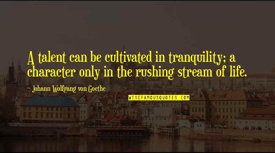Life Rushing Quotes By Johann Wolfgang Von Goethe: A talent can be cultivated in tranquility; a