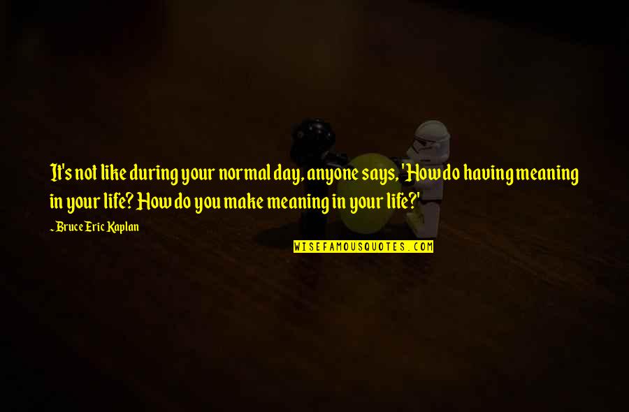 Life S Meaning Quotes By Bruce Eric Kaplan: It's not like during your normal day, anyone Life S Meaning Quotes By Bruce Eric Kaplan: It's not like during your normal day, anyone