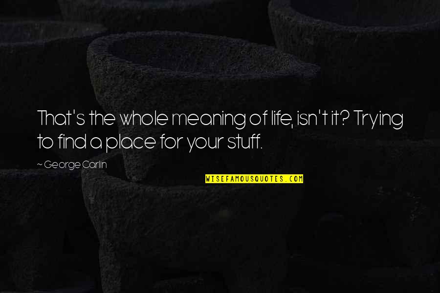 Life S Meaning Quotes By George Carlin: That's the whole meaning of life, isn't it?