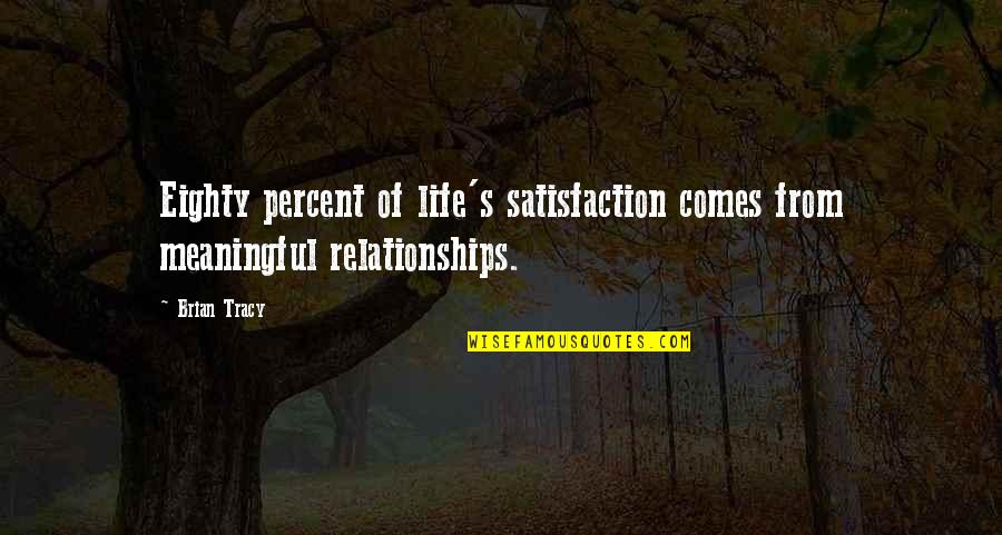 Life Satisfaction Quotes By Brian Tracy: Eighty percent of life's satisfaction comes from meaningful
