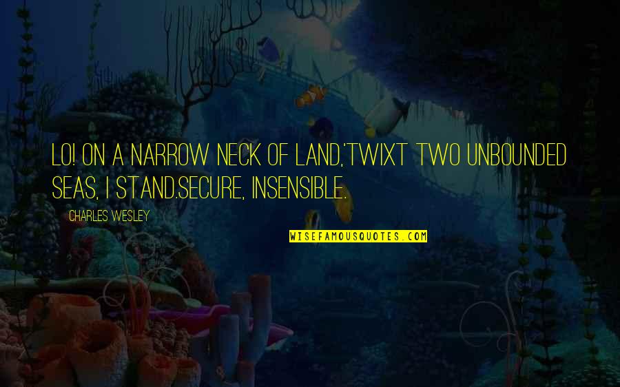 Life Secure Quotes By Charles Wesley: Lo! on a narrow neck of land,'Twixt two Life Secure Quotes By Charles Wesley: Lo! on a narrow neck of land,'Twixt two