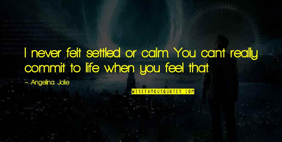 Life Settled Quotes By Angelina Jolie: I never felt settled or calm. You can't