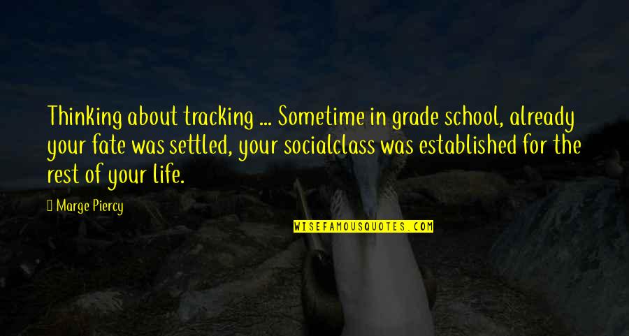 Life Settled Quotes By Marge Piercy: Thinking about tracking ... Sometime in grade school,