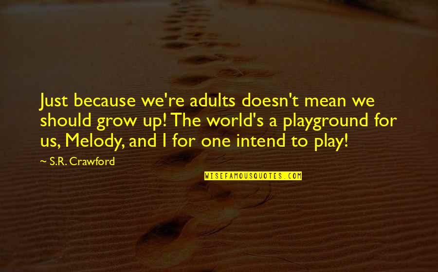 Life Should Be Fun Quotes By S.R. Crawford: Just because we're adults doesn't mean we should Life Should Be Fun Quotes By S.R. Crawford: Just because we're adults doesn't mean we should