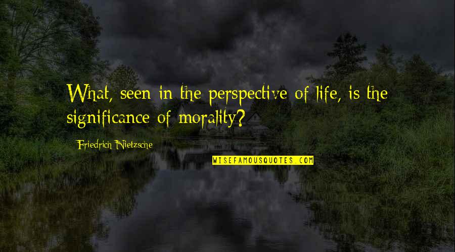 Life Significance Quotes By Friedrich Nietzsche: What, seen in the perspective of life, is