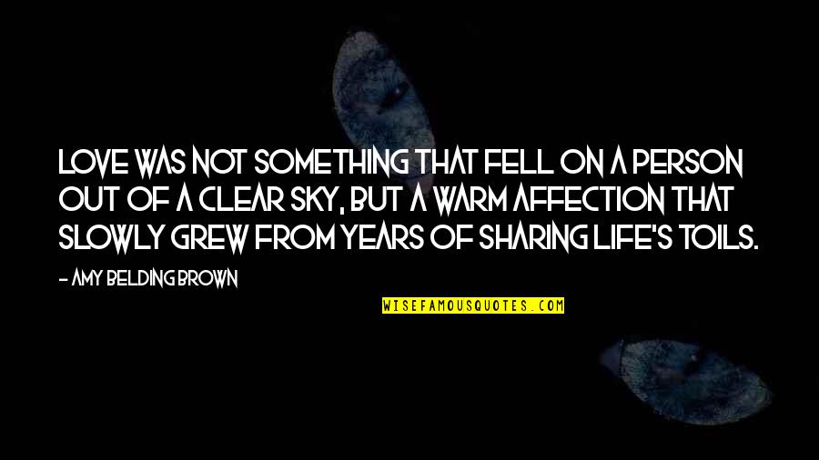 Life Sky Quotes By Amy Belding Brown: Love was not something that fell on a Life Sky Quotes By Amy Belding Brown: Love was not something that fell on a