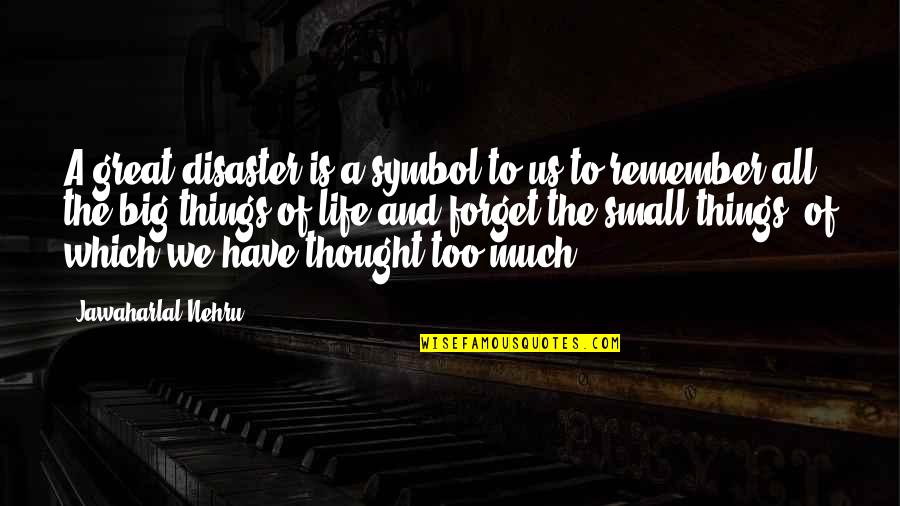 Life Small Things Quotes By Jawaharlal Nehru: A great disaster is a symbol to us