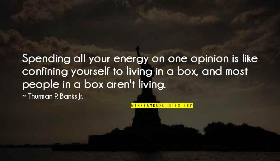 Life Spending Quotes By Thurman P. Banks Jr.: Spending all your energy on one opinion is Life Spending Quotes By Thurman P. Banks Jr.: Spending all your energy on one opinion is