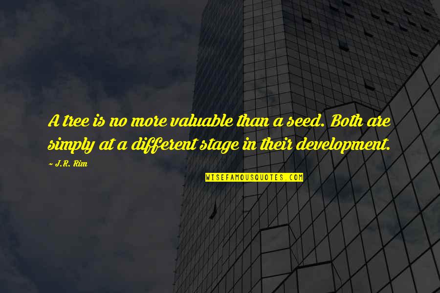 Life Stage Quotes By J.R. Rim: A tree is no more valuable than a