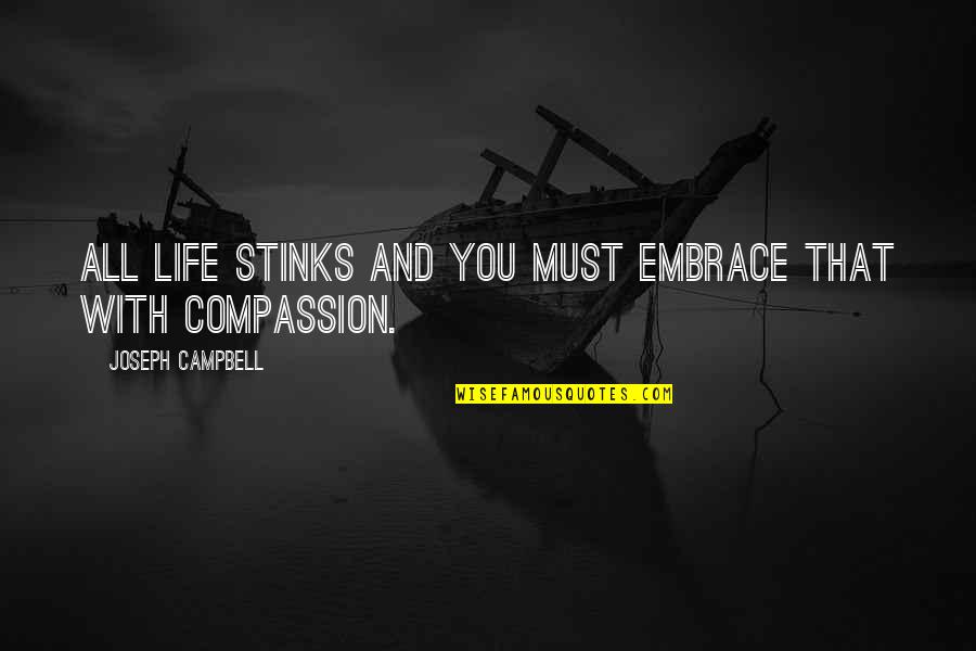 Life Stinks Quotes By Joseph Campbell: All life stinks and you must embrace that