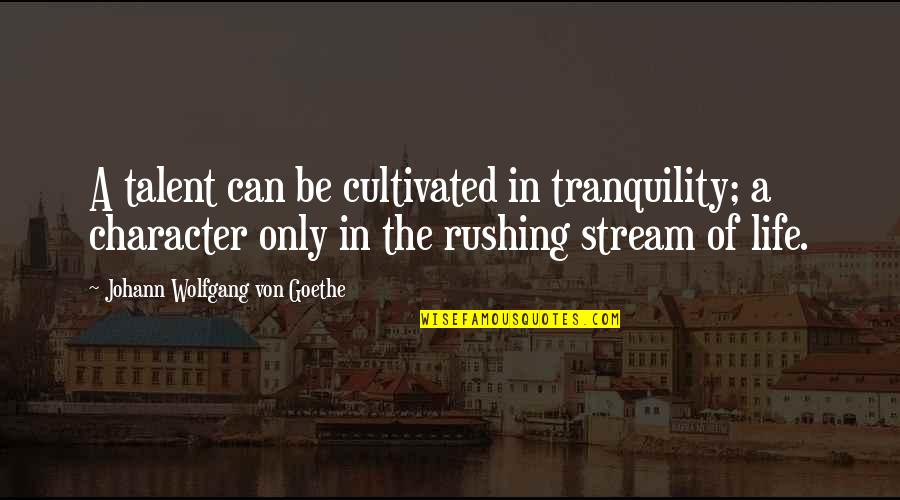 Life Stream Quotes By Johann Wolfgang Von Goethe: A talent can be cultivated in tranquility; a Life Stream Quotes By Johann Wolfgang Von Goethe: A talent can be cultivated in tranquility; a