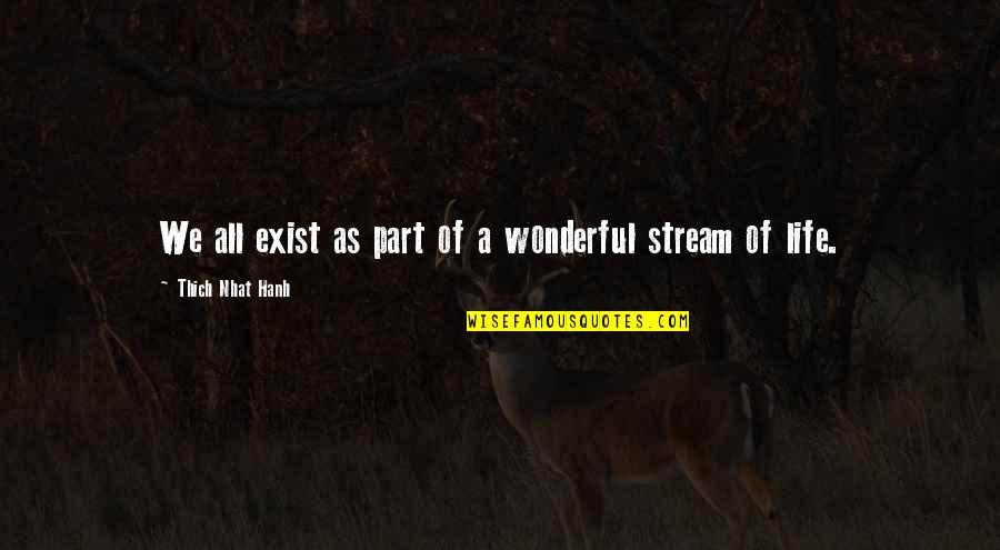 Life Stream Quotes By Thich Nhat Hanh: We all exist as part of a wonderful