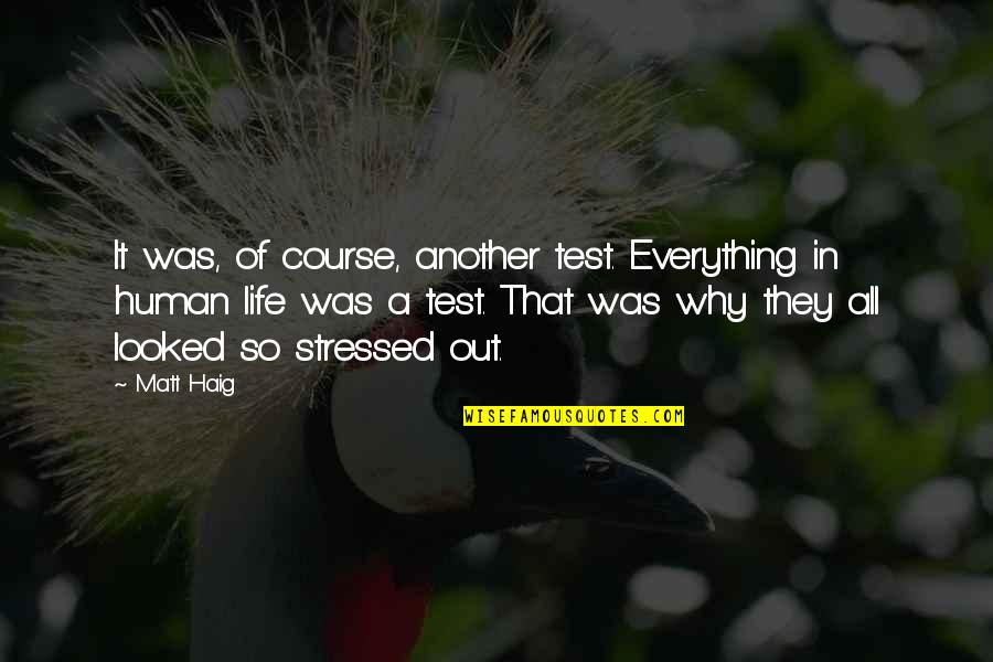Life Stress Quotes By Matt Haig: It was, of course, another test. Everything in