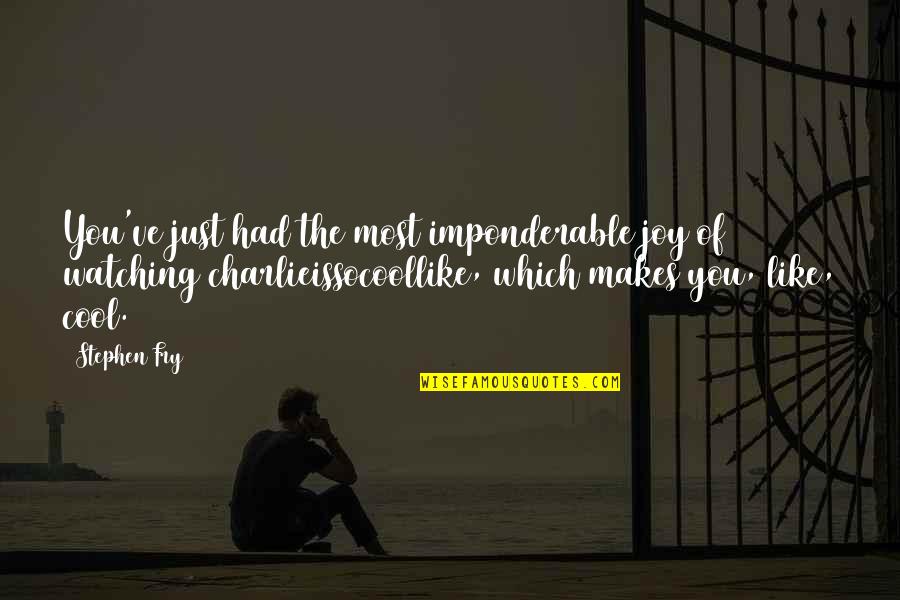 Life Takes Me Quotes By Stephen Fry: You've just had the most imponderable joy of