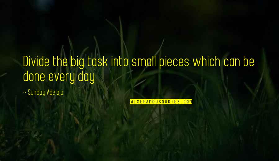 Life Task Quotes By Sunday Adelaja: Divide the big task into small pieces which Life Task Quotes By Sunday Adelaja: Divide the big task into small pieces which