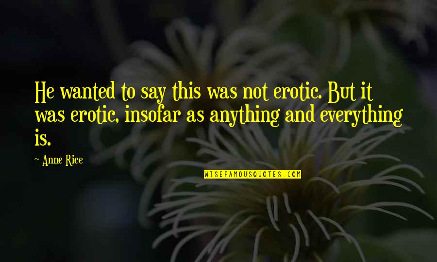 Life Taught Me Many Things Quotes By Anne Rice: He wanted to say this was not erotic.