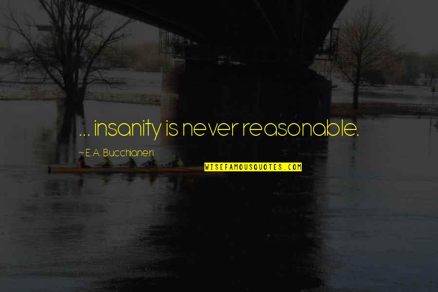 Life That Are Sad Quotes By E.A. Bucchianeri: ... insanity is never reasonable.