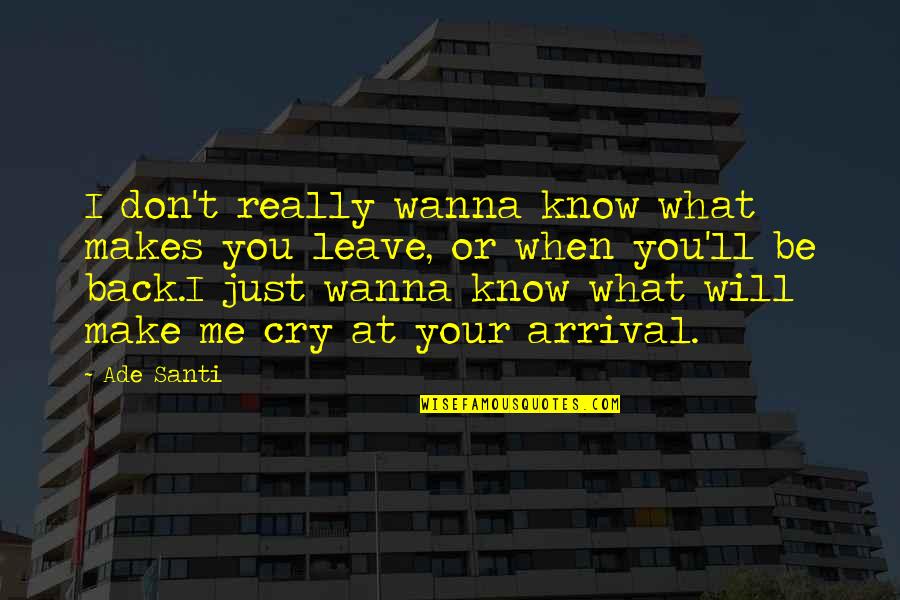 Life That Make You Cry Quotes By Ade Santi: I don't really wanna know what makes you