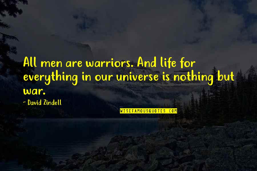 Life The Universe And Everything Quotes By David Zindell: All men are warriors. And life for everything
