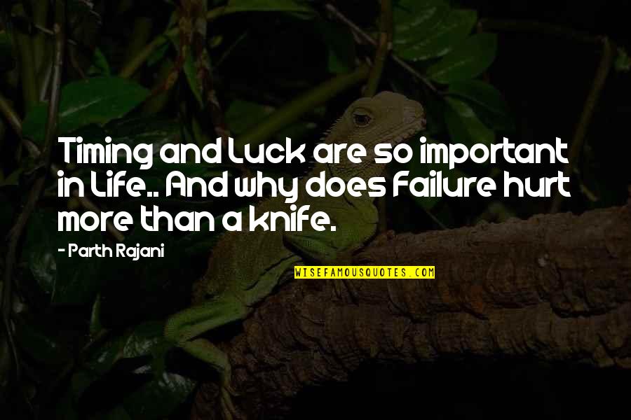 Life Timing Quotes By Parth Rajani: Timing and Luck are so important in Life..