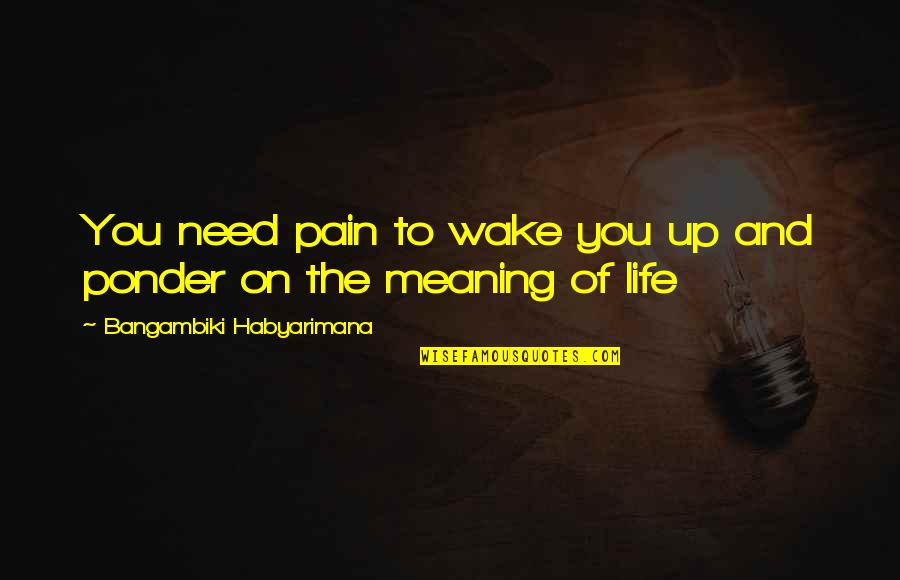 Life To Ponder Quotes By Bangambiki Habyarimana: You need pain to wake you up and Life To Ponder Quotes By Bangambiki Habyarimana: You need pain to wake you up and