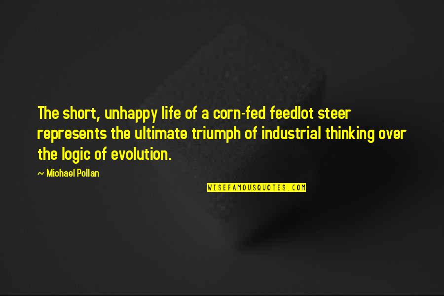 Life Too Short To Be Unhappy Quotes By Michael Pollan: The short, unhappy life of a corn-fed feedlot