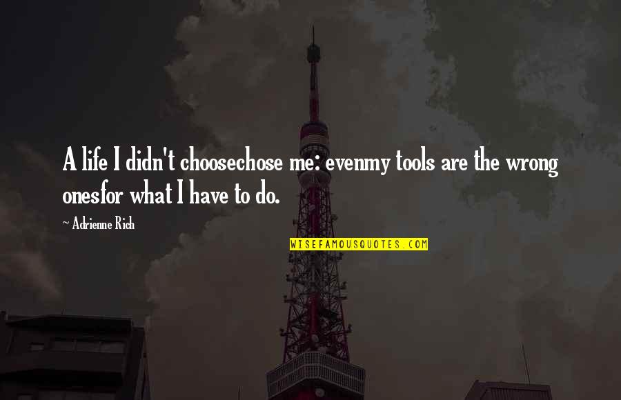 Life Tools Quotes By Adrienne Rich: A life I didn't choosechose me: evenmy tools