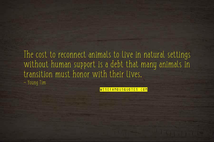 Life Transition Quotes By Young Tim: The cost to reconnect animals to live in