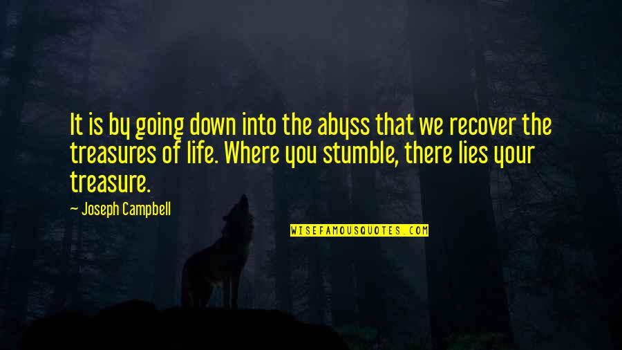 Life Treasures Quotes By Joseph Campbell: It is by going down into the abyss